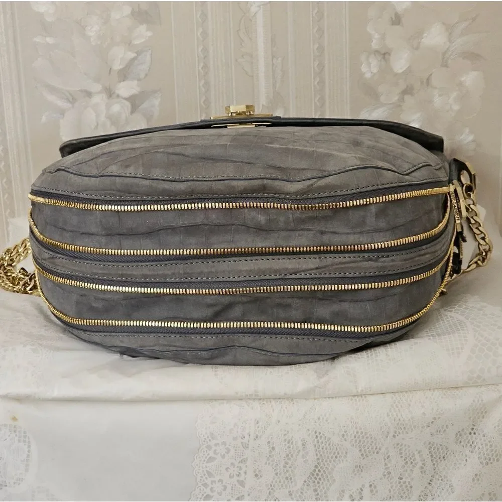 Rebecca Minkoff Collection Crocodile Embossed Suede Hobo Bag EUC